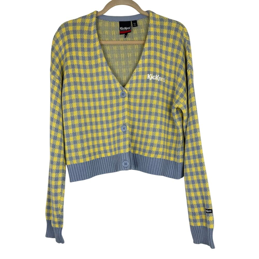 Kickers Plaid Cardigan Sweater Size S